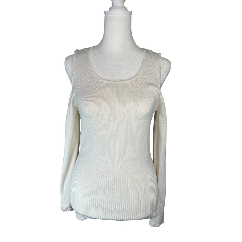 Bisou Bisou White Should Cut Out Sweater Size Small